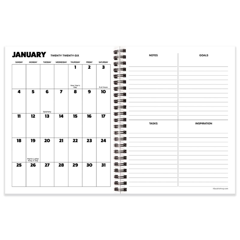TF Publishing 2026 Maxine Medium Weekly Monthly Planner with 12-Month Calendar Grid, Goals and Task Trackers - Weekly Schedule Planner w/Priority List Section and Stickers - 6.5in x 8in - Image 2
